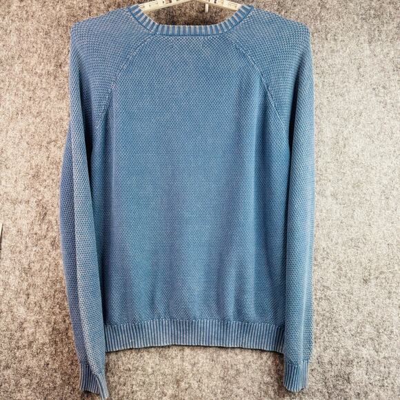 Thomas Sterling Washed Blue Denim-Style Knit Crewneck Sweater Size XL - Picture 2 of 7